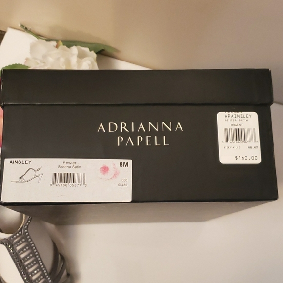 Adrianna Papell Ainsley pewter silver satin with crystals Heels 8 - Picture 10 of 11